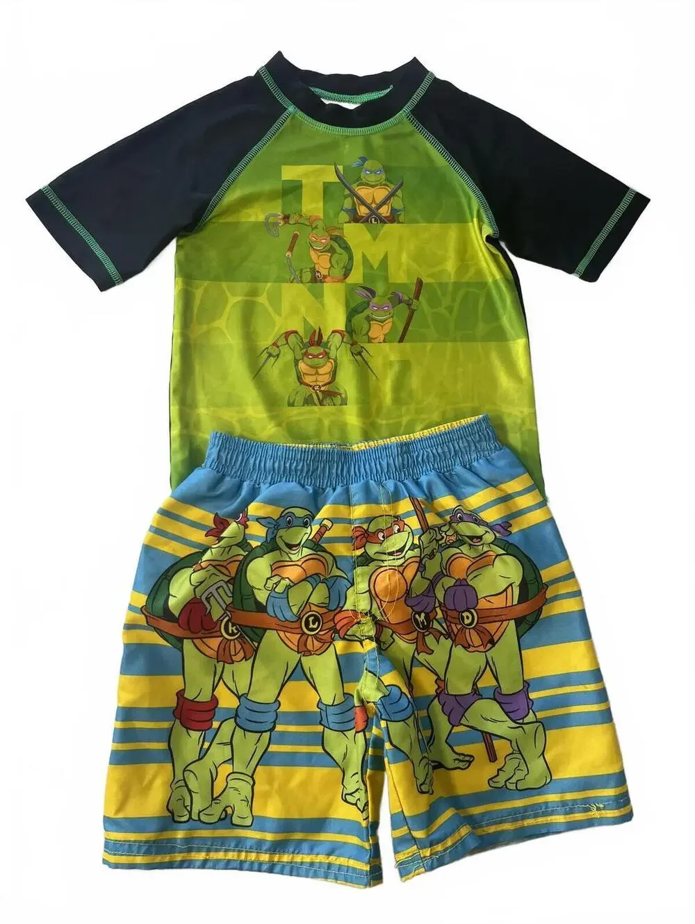 TMNT Rash Guard Swim Trunks 2-Piece Swim Set 3T Teenage Mutant Ninja Turtles